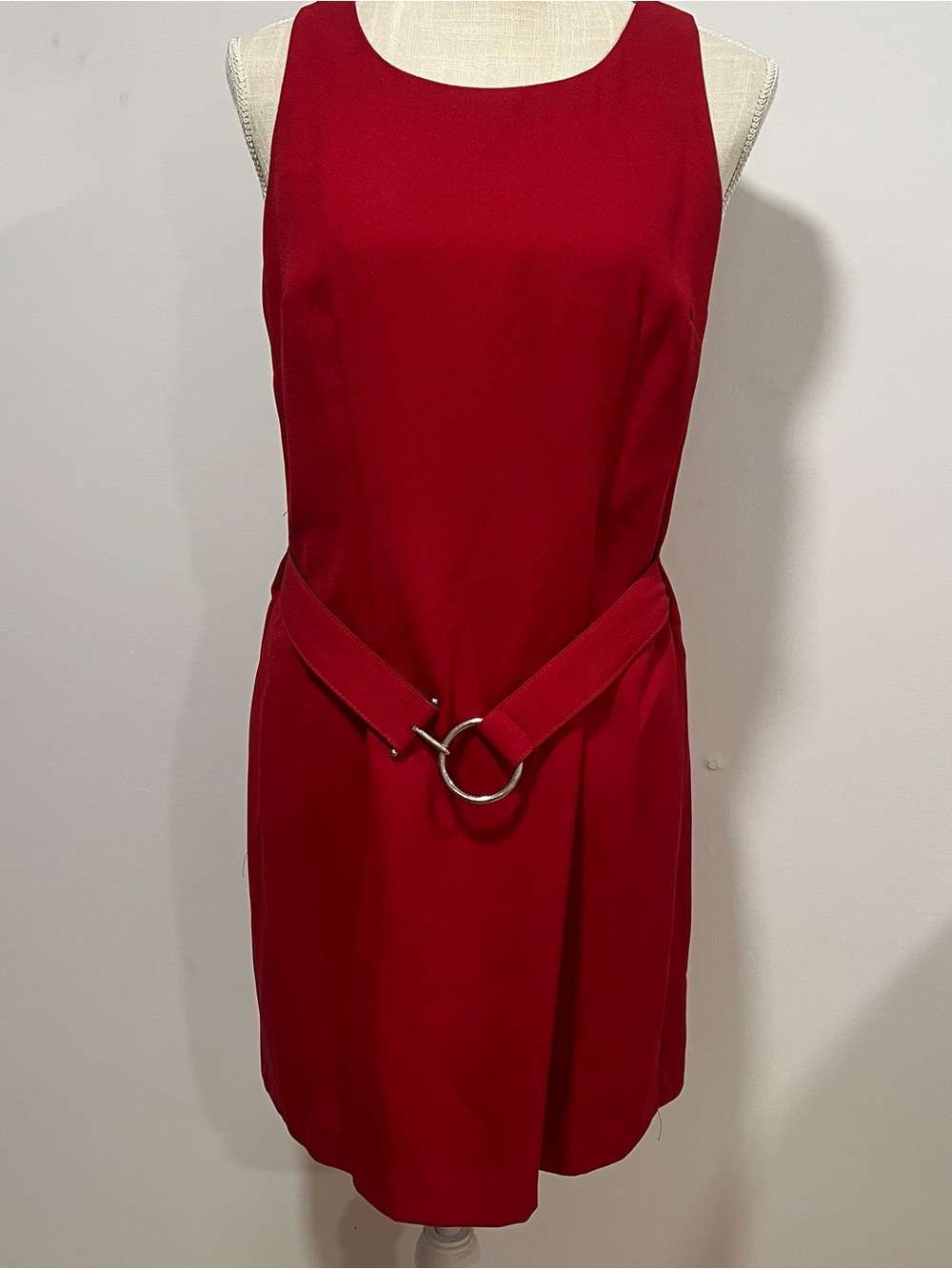 Vintage Red Sleeveless Belted Dress